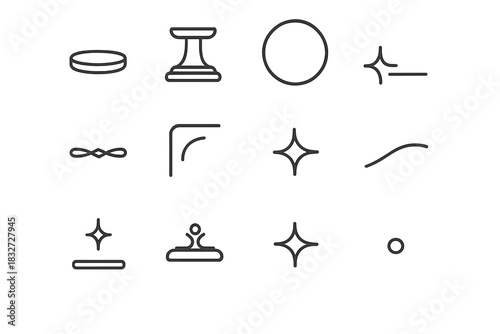 Globe Base Icon Set. Globe base details. Line outline icon set of Globe base details: base stand, pedestal,