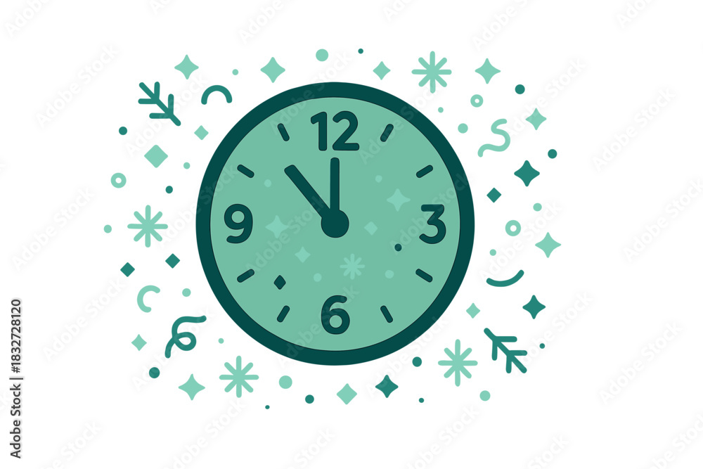 Fototapeta premium Festive Midnight Anticipation. Midnight celebration time. Clock hands nearing twelve, tiny abstract light