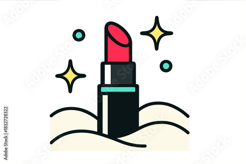 Lipstick in Snow. Lipstick in Snow. Flat minimalist vector illustration of Lipstick in Snow. Simplified red