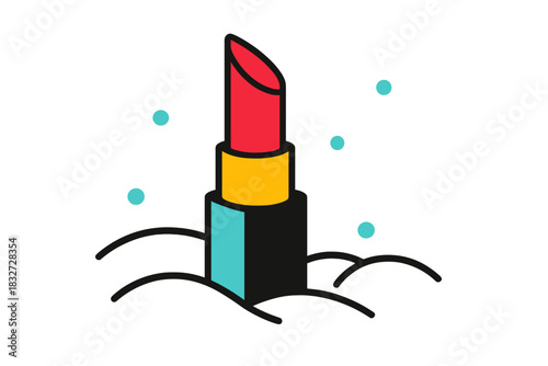 Frosted Lipstick Elegance. Lipstick in Frost. Flat minimalist vector illustration of Lipstick in Frost. Bold