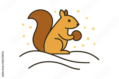 Squirrel on Snow Drift. Squirrel on Snow Drift. Flat minimalist vector illustration of a Squirrel on Snow