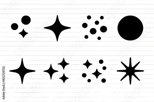 Particle Icon Set. Particle sparkle effect. Filled icon set of Particle sparkle effect: particle, sparkle,