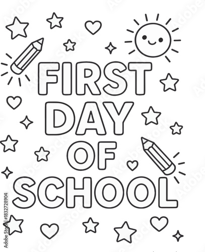 First Day of School Coloring Page