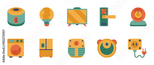 Colorful style Smart home vector icon set. Smart home vector pack is presented in a colorful style to attract attention.