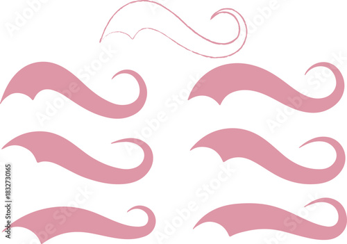 Baseball swoosh tail and underline for vintage sport logo. Retro text vector with brush line swash and American typography alphabet. Single and set