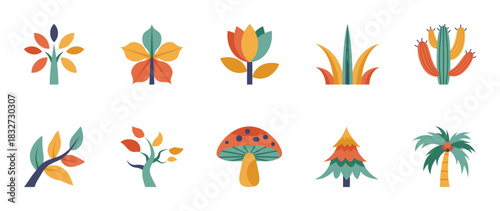 Colorful style Plants & nature vector icon set. Plants & nature vector pack is presented in a colorful style to attract attention.