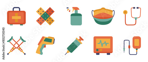 Colorful style Medical & healthcare vector icon set. Medical & healthcare vector pack is presented in a colorful style to attract attention.