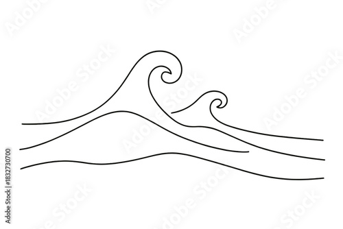 Minimalist Snow Landscape. Snow drift abstract. Minimalistic one-line drawing flowing snow forms and digital