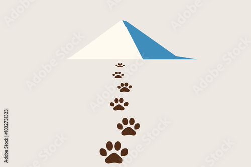 Minimalist Snow Tracks. Animal tracks in snow. geometric sans heavy, flat fills, long angled cold shadows,