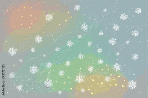 Snowy Glitter Scene. Snowy glitter overlay. Glittering particles float across a subtle gradient background
