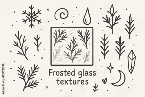 Frosted Glass Art. Frosted glass textures. Hand-drawn doodle illustration of Frosted glass textures. In the