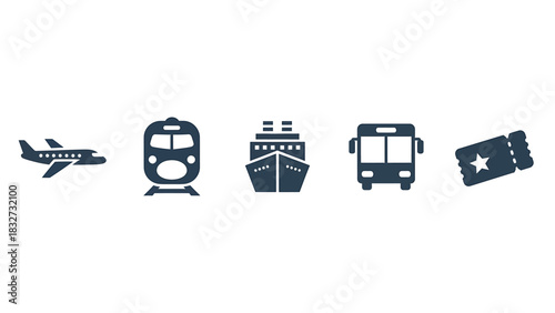A versatile vector icon pack featuring various modes of transportation for travel and public transit