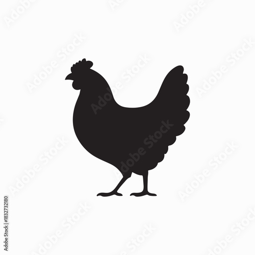 Chicken Silhouette Vector – Poultry Farm Bird Icon