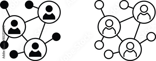 Connection and network Icon set decentralized Intelligence thin line vector Symbols.