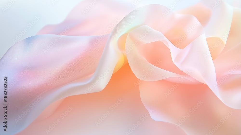 Fototapeta premium Soft pastel fabric drapes in gentle waves creating a serene and delicate atmosphere