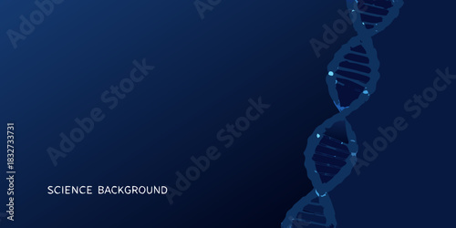 Dna double helix on blue background for science and medical concepts