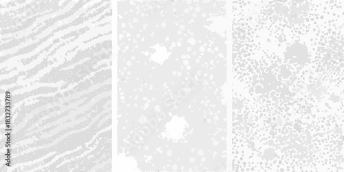 Three abstract light gray backgrounds with stripes and spots for creative projects