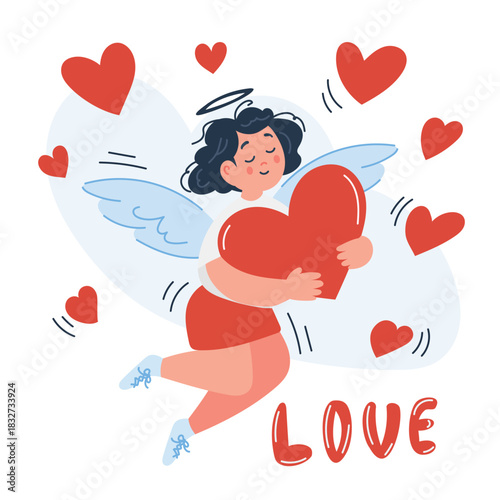 Angel. Flat vector clipart, illustration with isolated background.