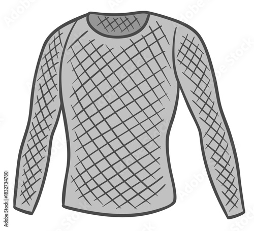 長袖メッシュ（網目）アンダーウェア、メンズ用