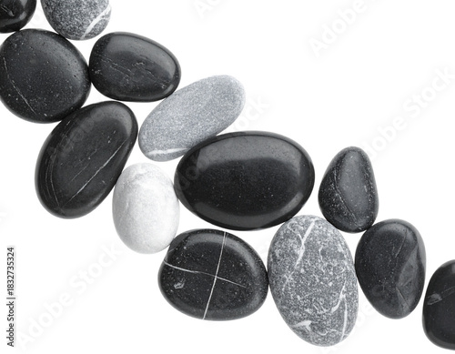 Smooth Zen Stones Arrangement on White Background