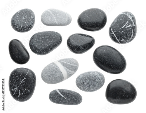 Smooth Zen Stones Arrangement on White Background