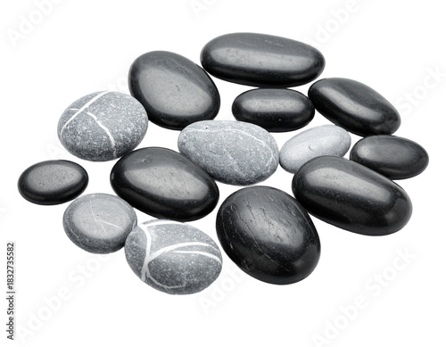 Smooth Zen Stones Arrangement on White Background