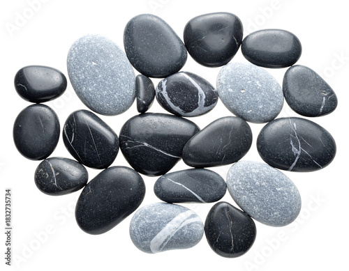 Smooth Zen Stones Arrangement on White Background