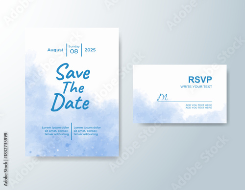 Wedding invitation with abstract splash watercolor