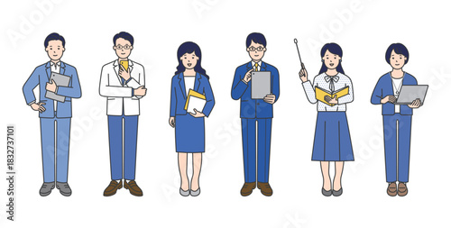 働くビジネスパーソンのイラストセット素材