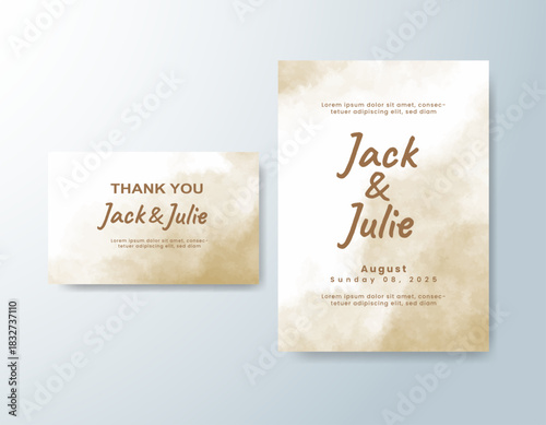 Wedding invitation with abstract splash watercolor