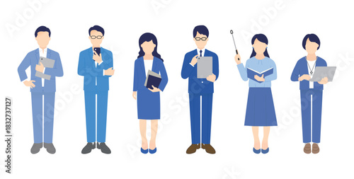 働くビジネスパーソンのイラストセット素材