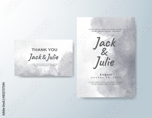 Wedding invitation with abstract splash watercolor