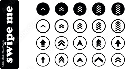 Swipe icon set. Swipe up arrow icons. Arrow buttons for social media. Scroll pictogram. Web icons. Vector illustration. Concepts for Web and Mobile Applications Blue color. Eps 10.