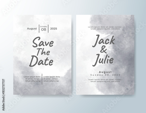 Wedding invitation with abstract splash watercolor