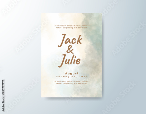 Wedding invitation with abstract splash watercolor