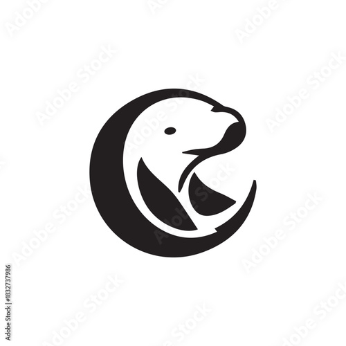 minimalist dugong logo with white background