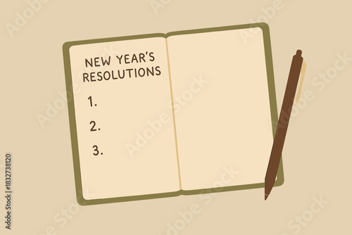 Minimalist Resolutions Notebook. New Year’s resolutions notebook minimalist flat illustration of a geometric