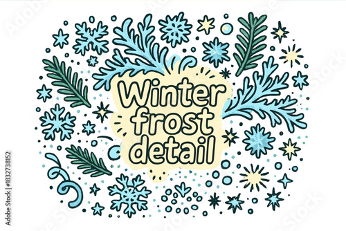 Winter Frost Detail. Winter frost detail. Hand-drawn doodle illustration of Winter frost detail. intricate