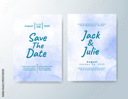 Wedding invitation with abstract splash watercolor