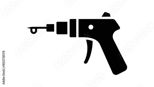 Black silhouette of a precision applicator tool isolated on white background