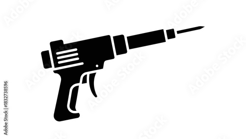 Black silhouette of a caulking gun isolated on white background