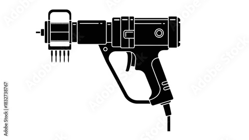 Black silhouette of a tattoo machine isolated on white background
