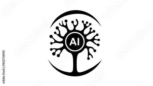 Abstract ai neural network symbol isolated on white background