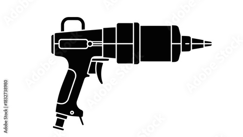 Black silhouette of a caulking gun isolated on white background