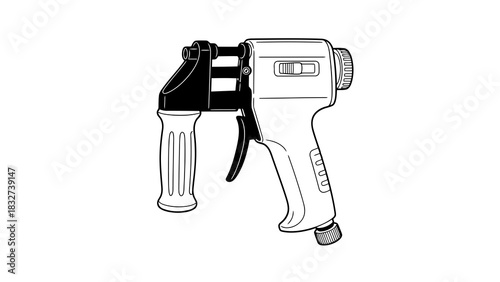 Line art illustration of a spray gun isolated on white background