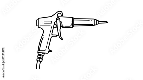 Line art of an air duster gun isolated on white background