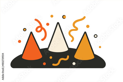 Festive Party Arrangement. Holiday Party Flat Lay. Flat minimalist vector illustration of Holiday Party Flat