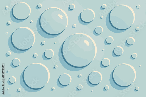 Retro Geometric Bubbles. Frozen macro texture minimalist flat illustration of small geometric bubbles with