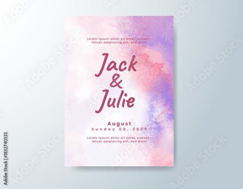 Wedding invitation with abstract splash watercolor