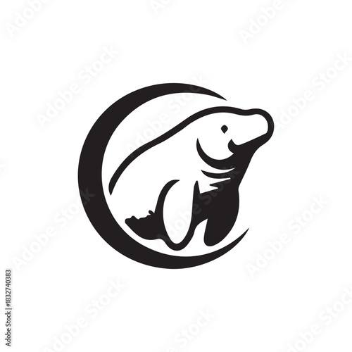minimalist dugong logo with white background